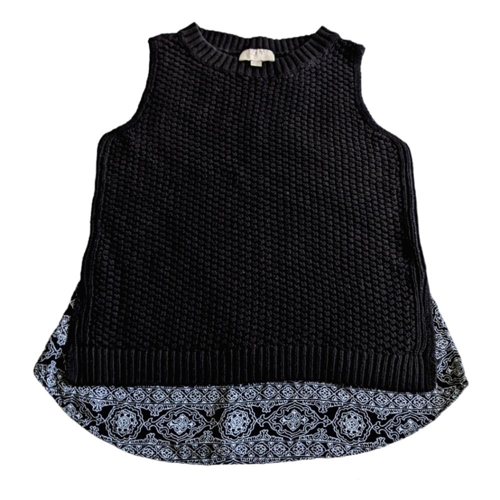 Ann Taylor LOFT Textured Sweater Vest Layered Chiffon Panel Hem Design